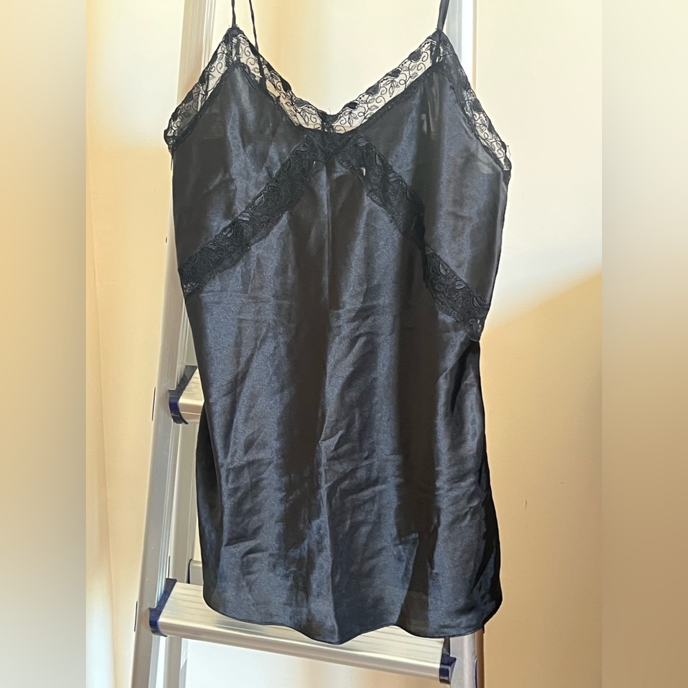 Black lace slip dress (short)